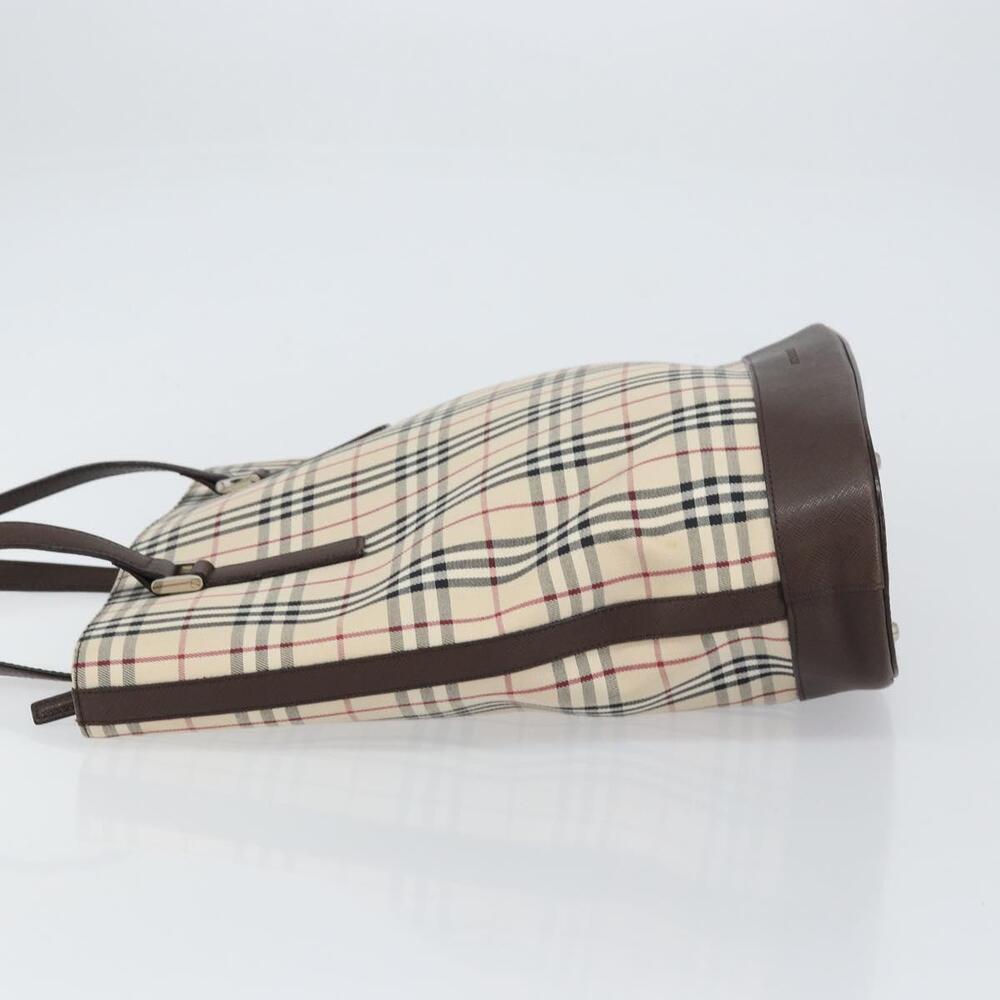 BURBERRY Nova Check Tote Bag PVC Beige Silver Auth BA8673 - Picture 4 of 16